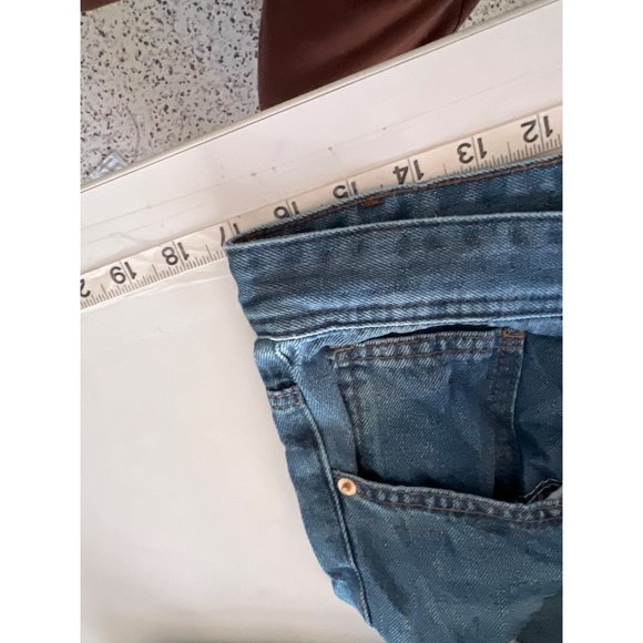 AQ Distressed Denim Jeans Womens 16 Blue Medium Wash Cotton Blend Pockets - Picture 6 of 13